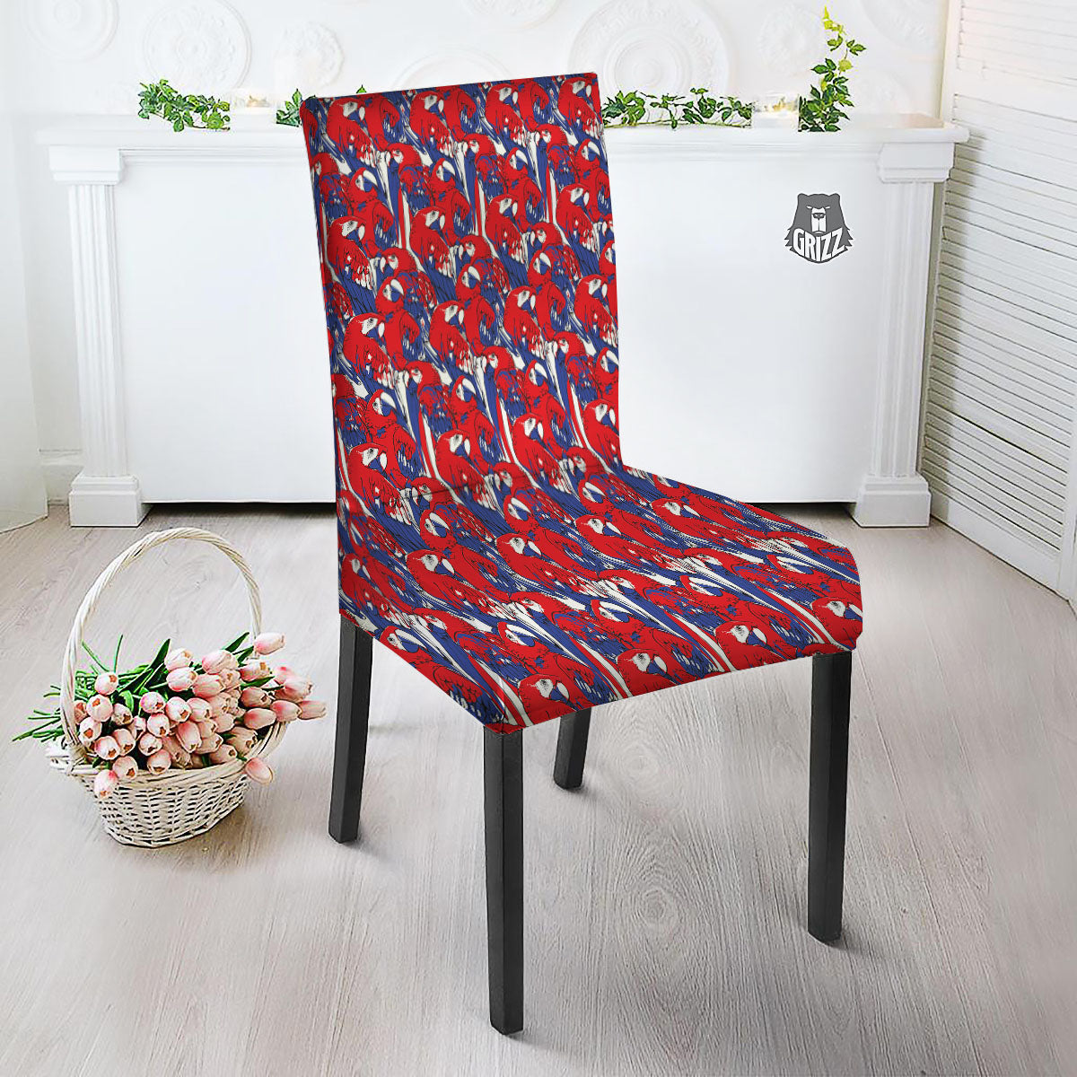 Tropical Parrot Print Pattern Dining Chair Slipcover-grizzshop