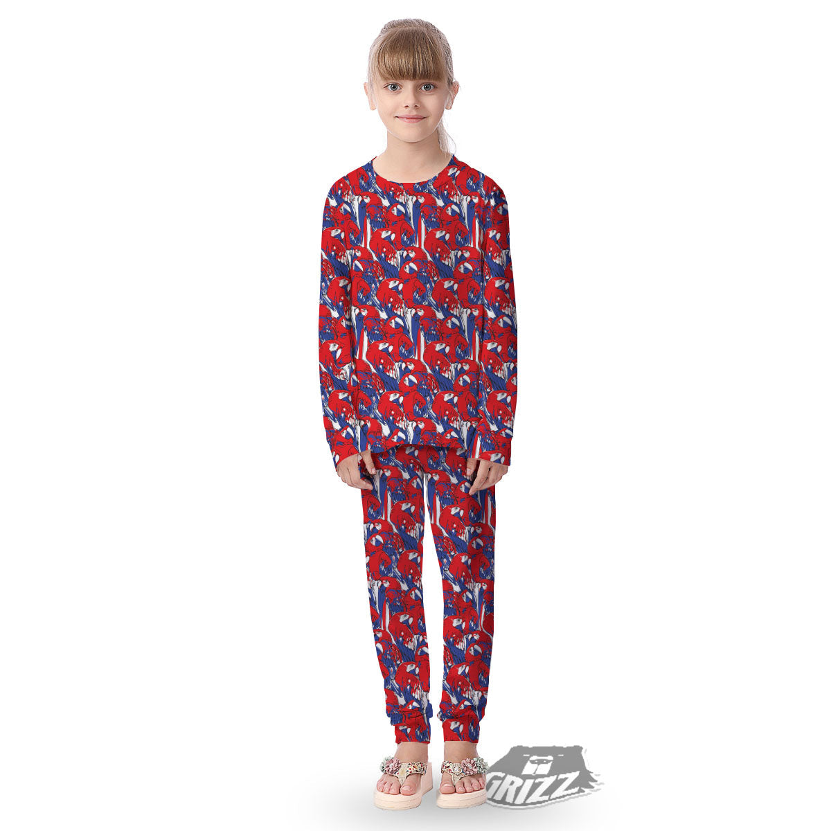 Tropical Parrot Print Pattern Kid's Pajamas-grizzshop