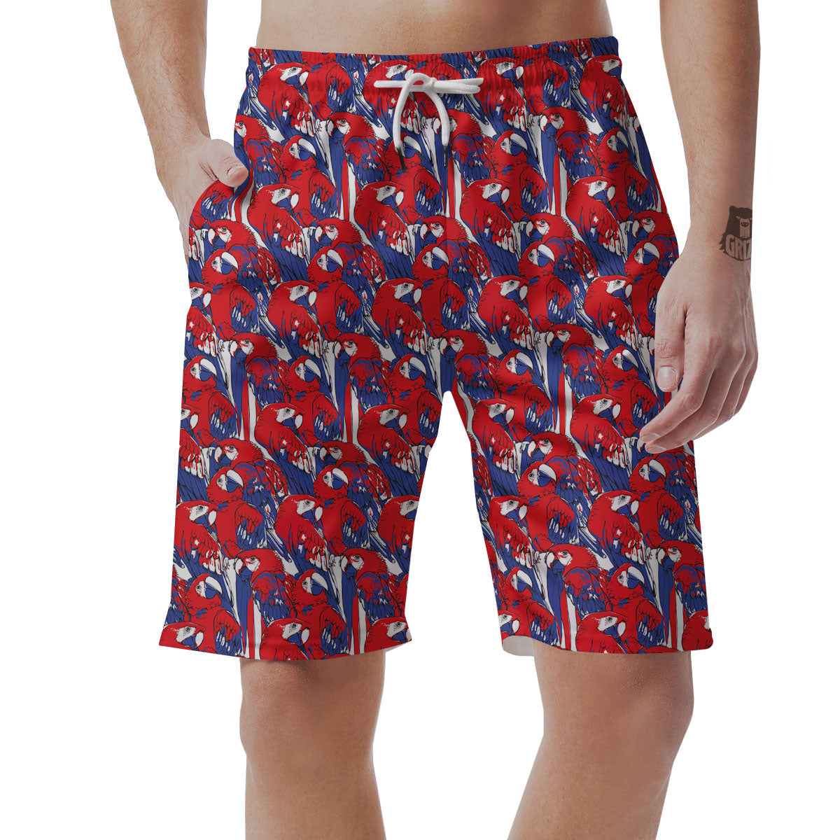 Tropical Parrot Print Pattern Men's Shorts-grizzshop