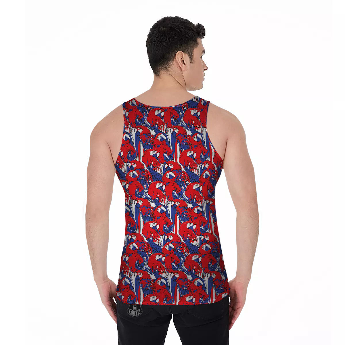 Tropical Parrot Print Pattern Men's Tank Top-grizzshop