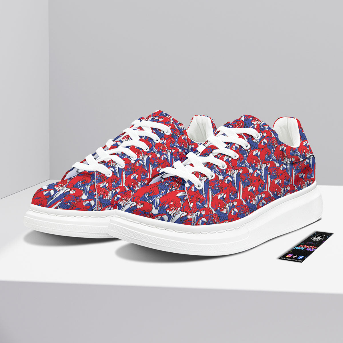 Tropical Parrot Print Pattern Platform Shoes-grizzshop