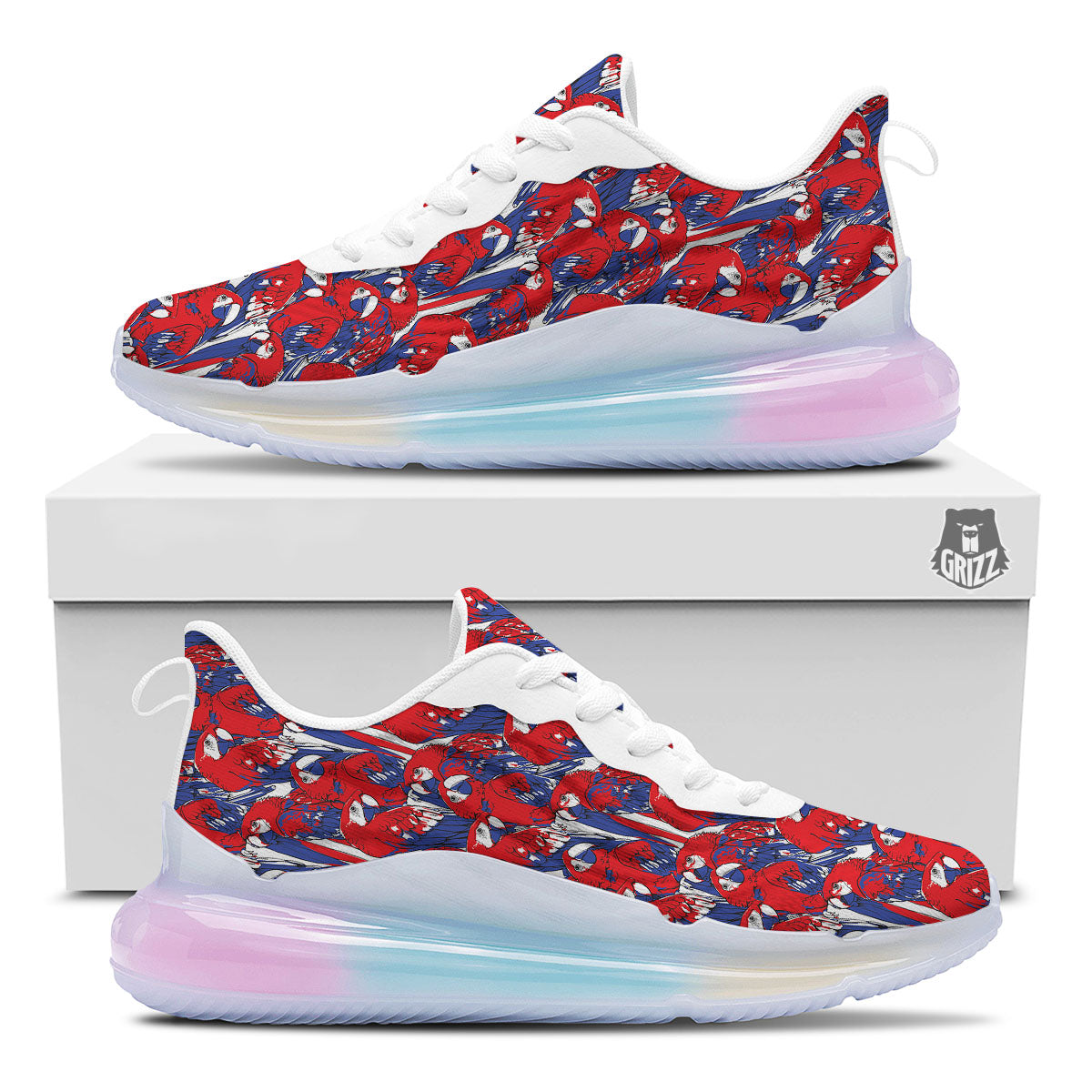 Tropical Parrot Print Pattern Running Sneakers-grizzshop