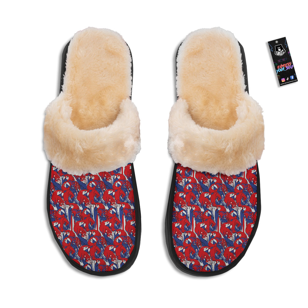 Tropical Parrot Print Pattern Slippers-grizzshop