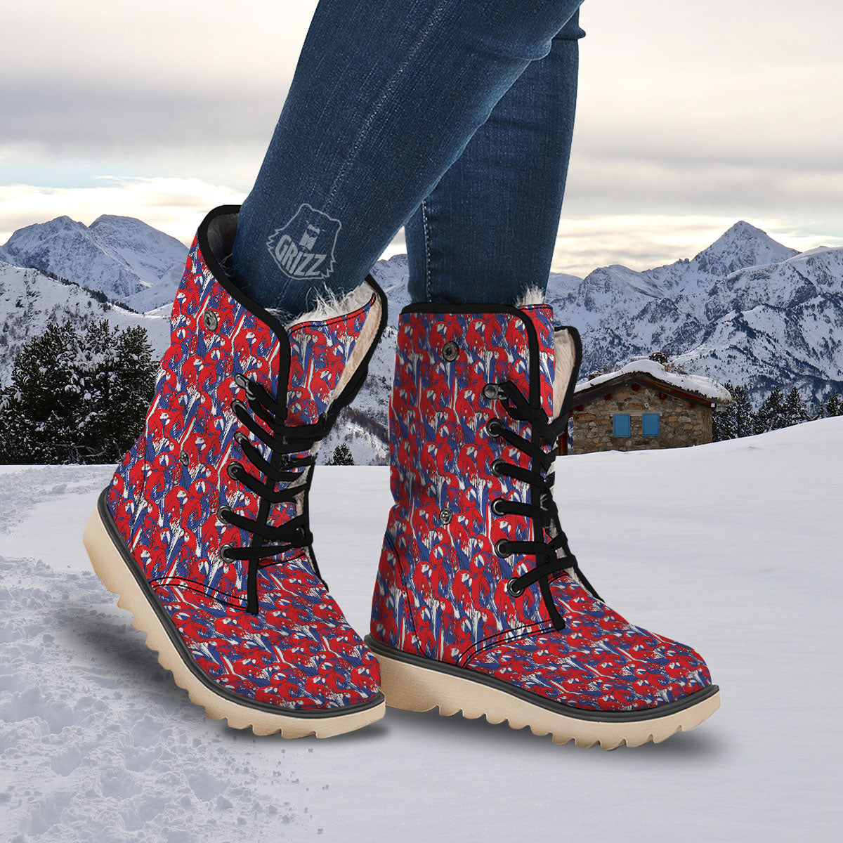 Tropical Parrot Print Pattern Snow Boots-grizzshop