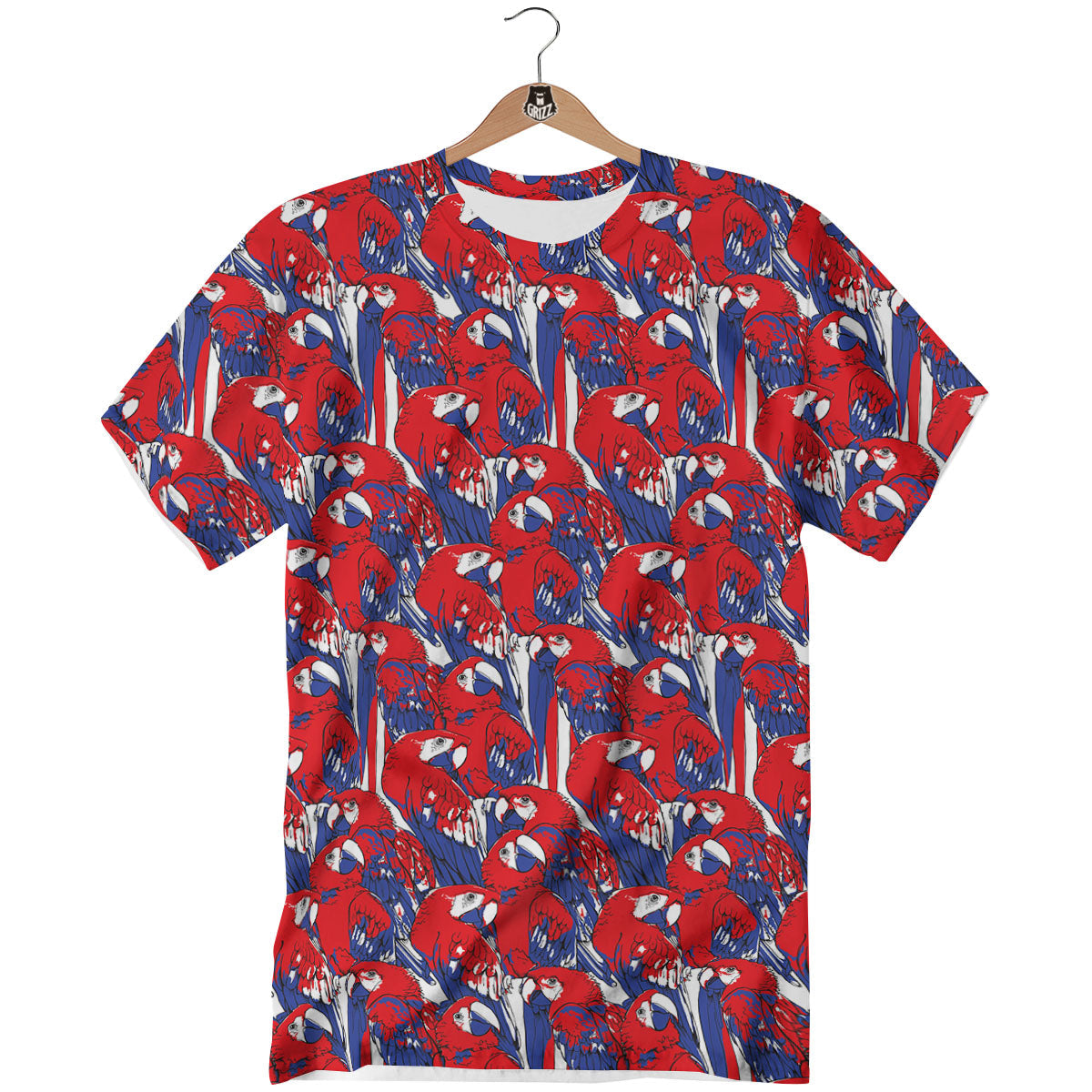 Tropical Parrot Print Pattern T-Shirt-grizzshop