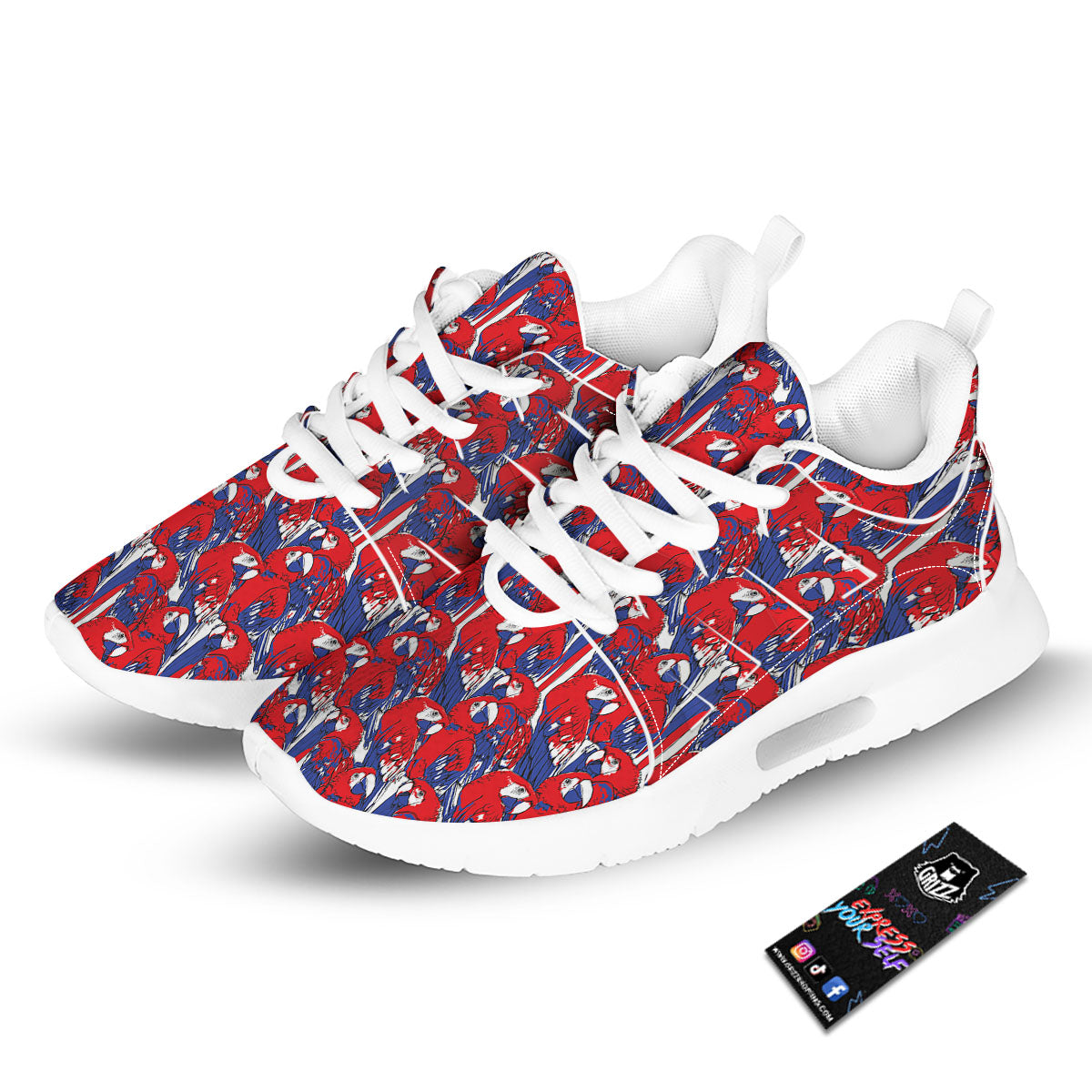 Tropical Parrot Print Pattern Tennis Shoes-grizzshop