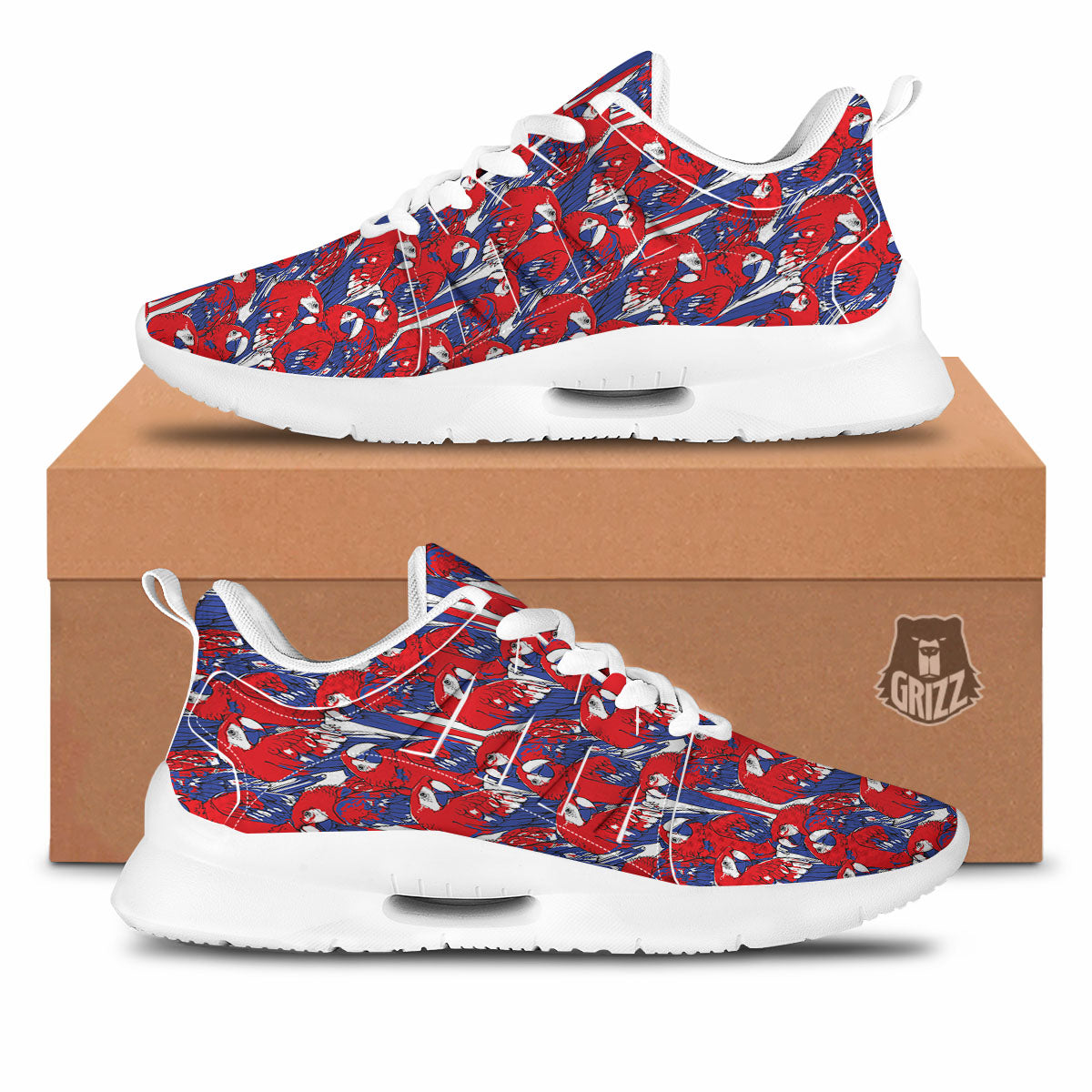Tropical Parrot Print Pattern Tennis Shoes-grizzshop