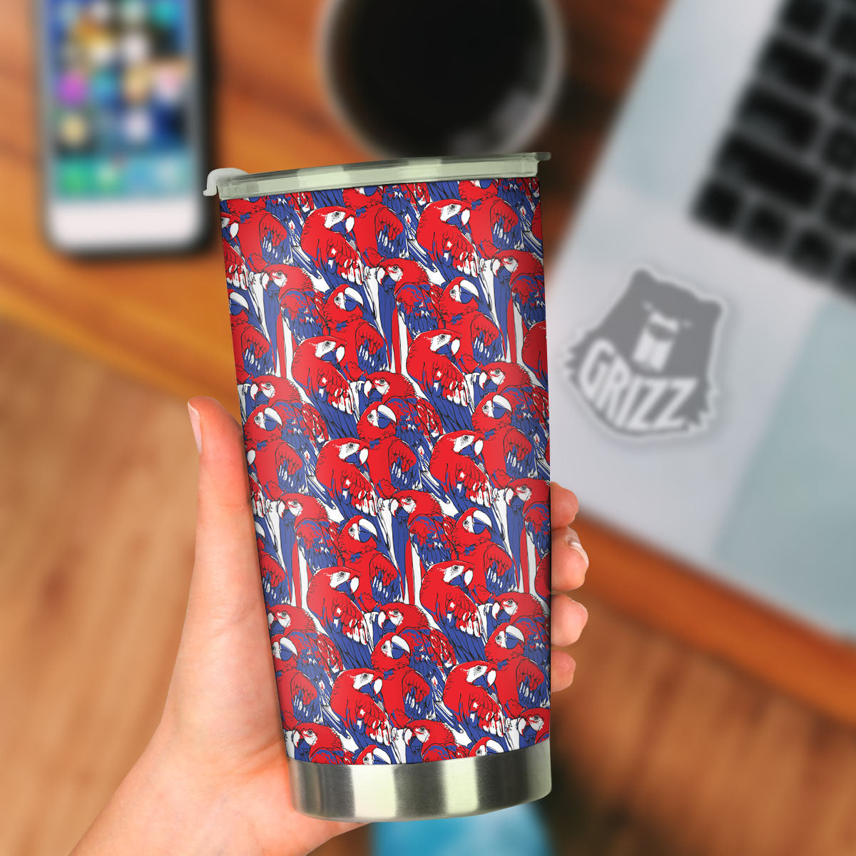 Tropical Parrot Print Pattern Tumbler-grizzshop