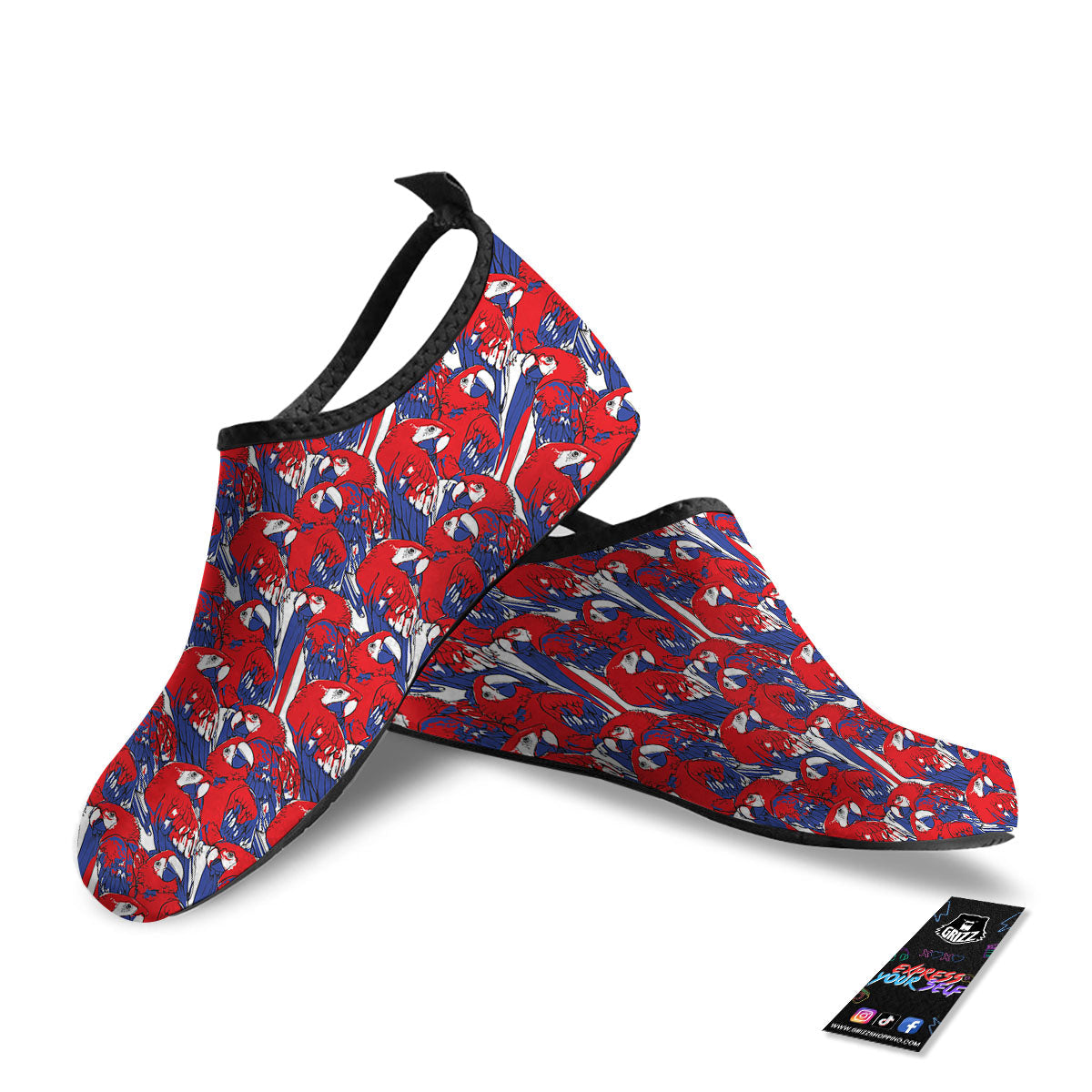 Tropical Parrot Print Pattern Water Shoes-grizzshop