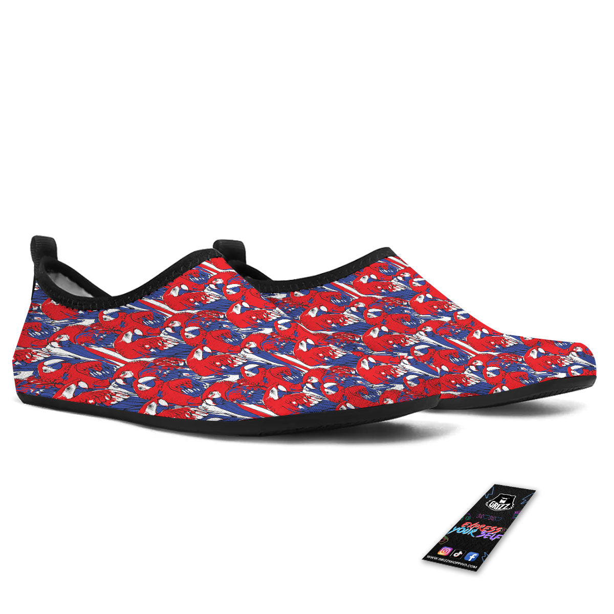 Tropical Parrot Print Pattern Water Shoes-grizzshop