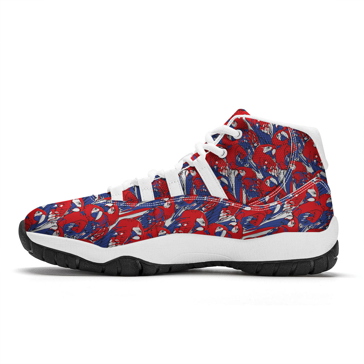 Tropical Parrot Print Pattern White Bball Shoes-grizzshop