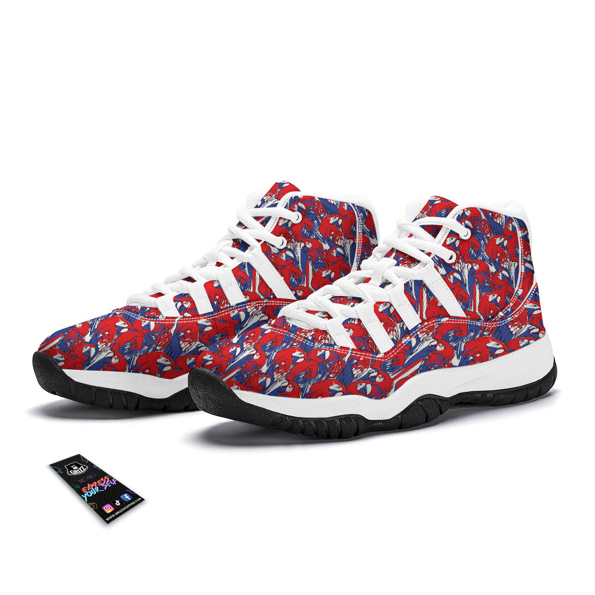 Tropical Parrot Print Pattern White Bball Shoes-grizzshop