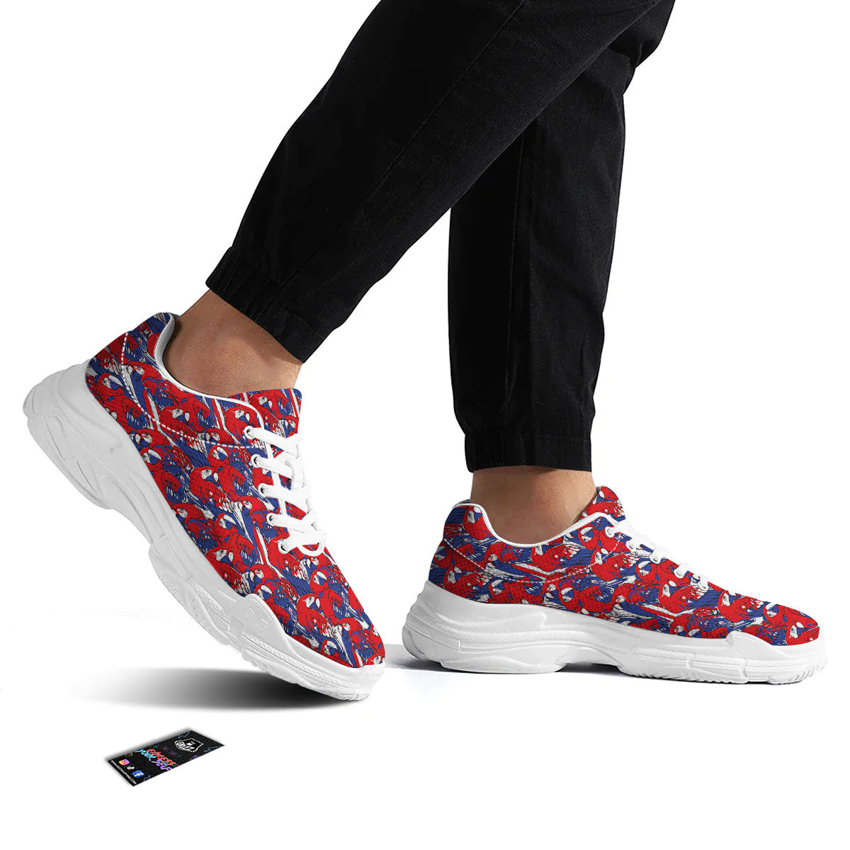 Tropical Parrot Print Pattern White Chunky Shoes-grizzshop