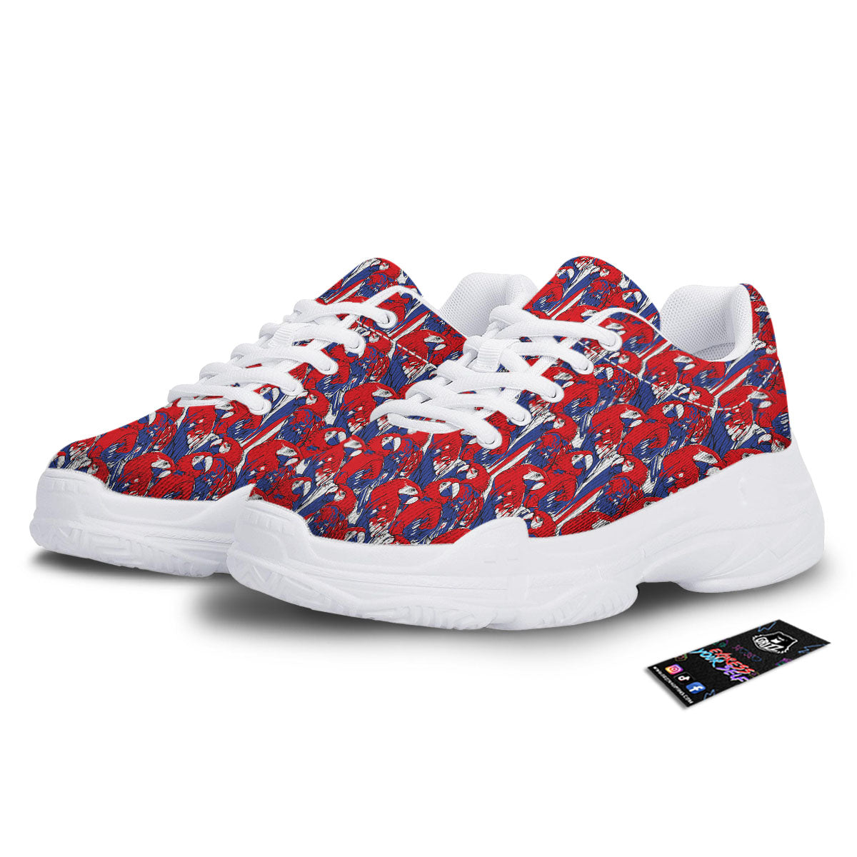 Tropical Parrot Print Pattern White Chunky Shoes-grizzshop
