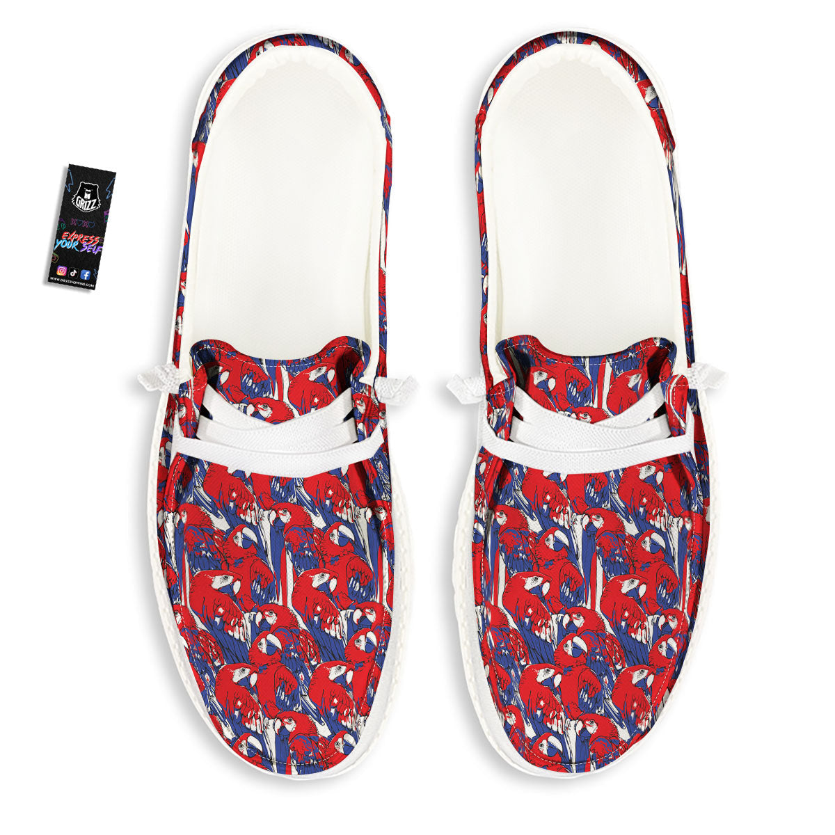 Tropical Parrot Print Pattern White Loafers-grizzshop