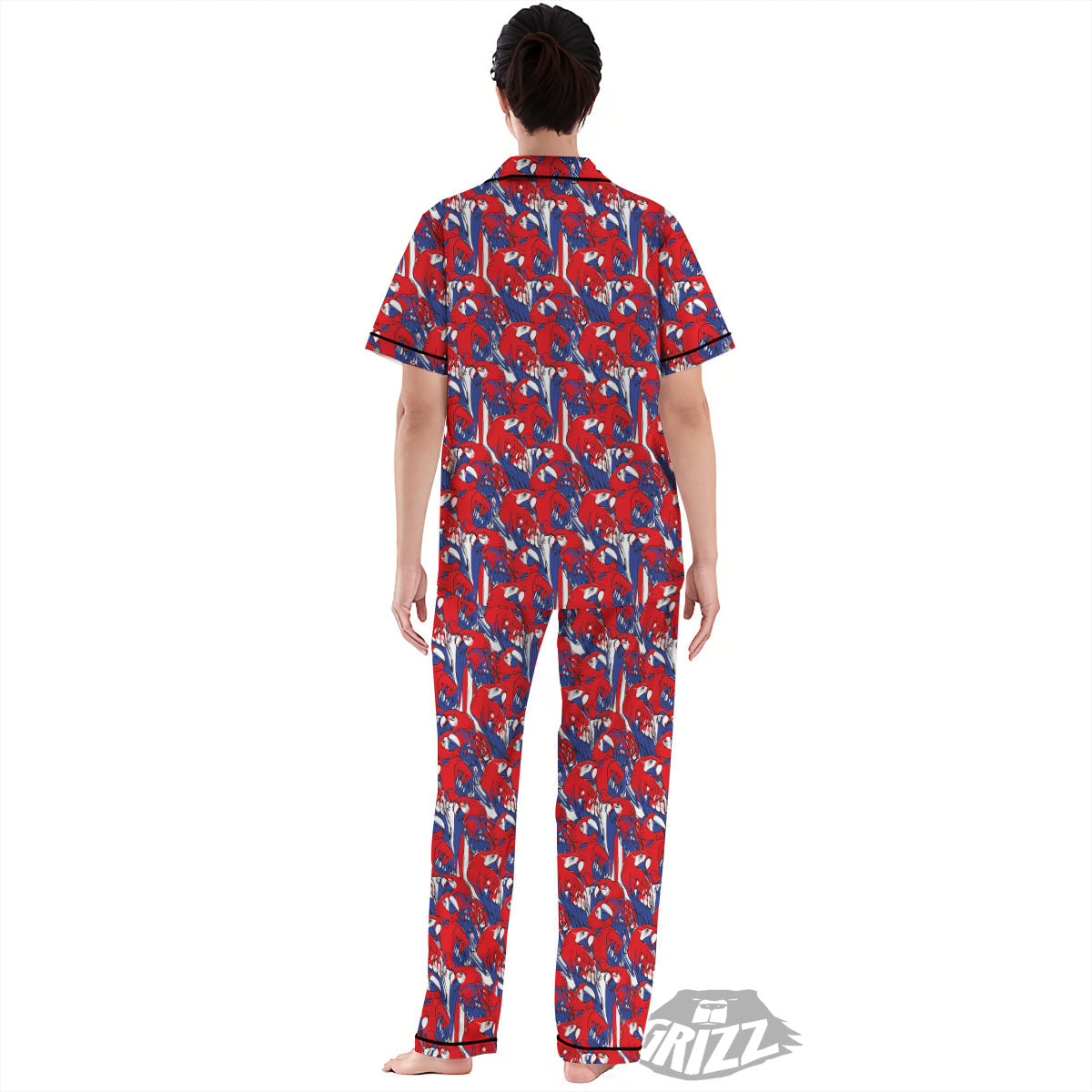 Tropical Parrot Print Pattern Women's Pajamas Set-grizzshop