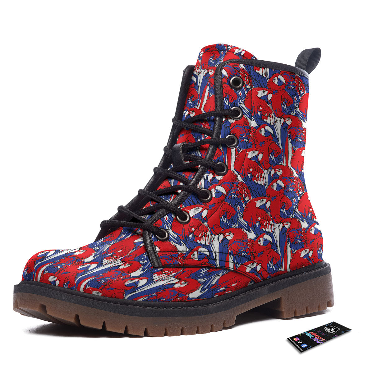 Tropical Parrot Print Pattern Work Boots-grizzshop