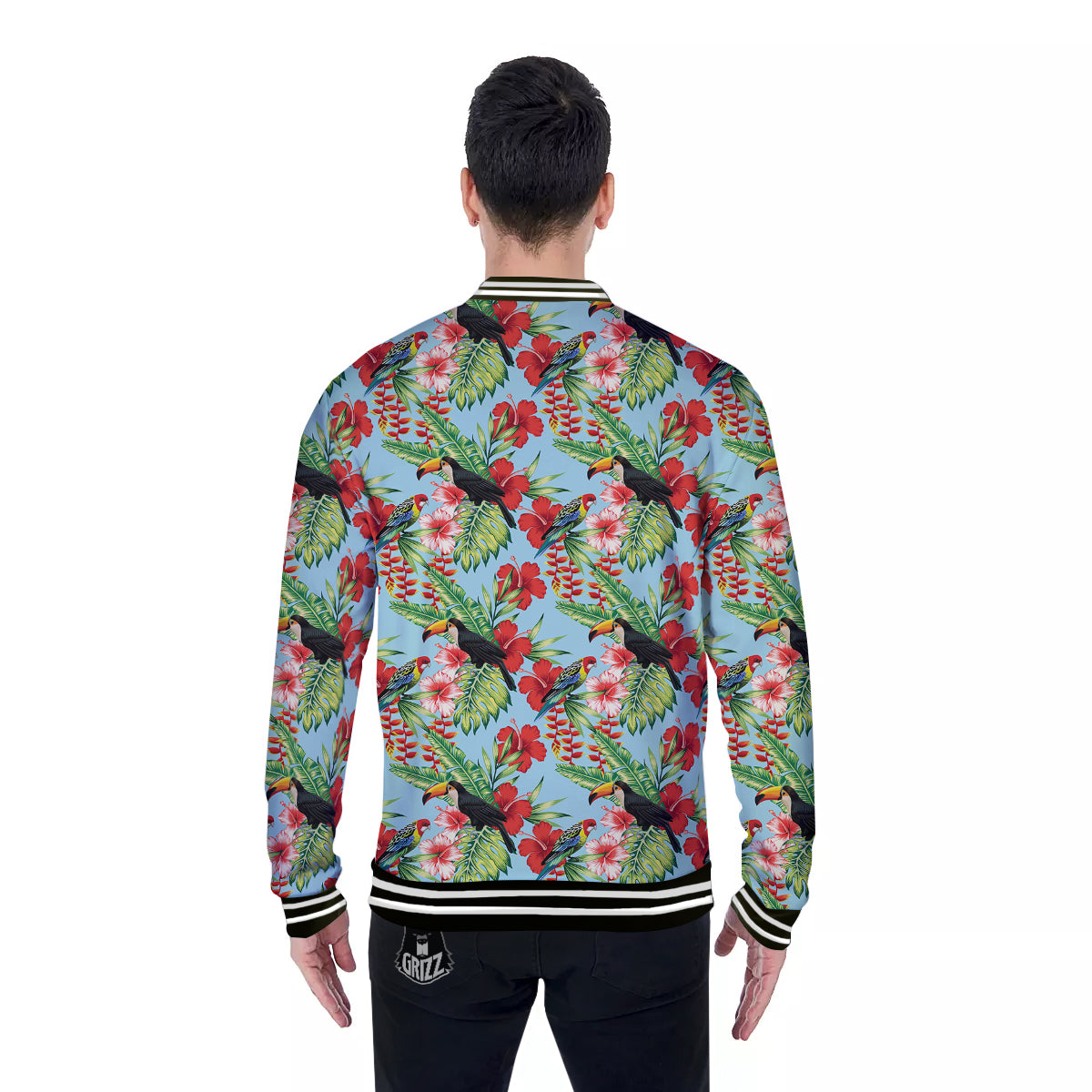 Tropical Parrot Toucan Print Pattern Baseball Jacket-grizzshop