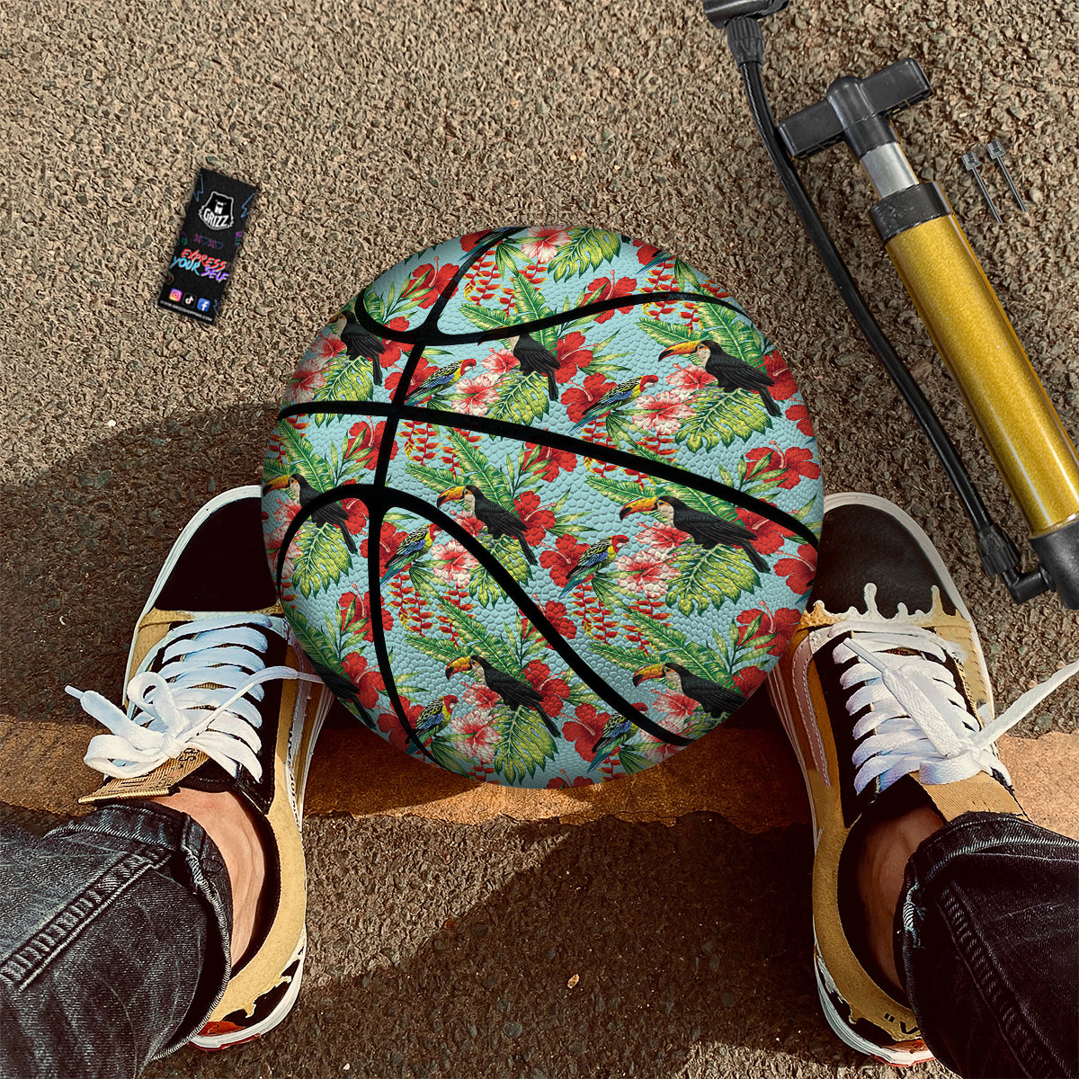 Tropical Parrot Toucan Print Pattern Basketball-grizzshop