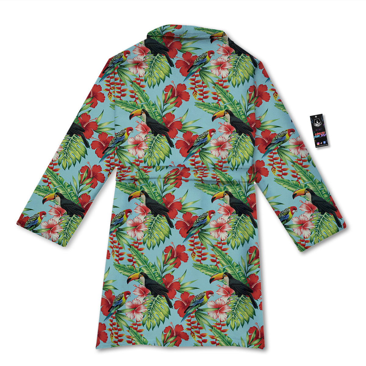 Tropical Parrot Toucan Print Pattern Bathrobe-grizzshop