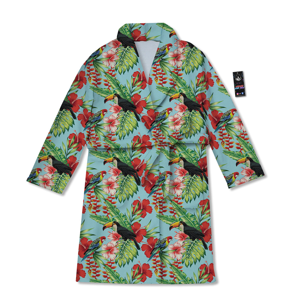 Tropical Parrot Toucan Print Pattern Bathrobe-grizzshop