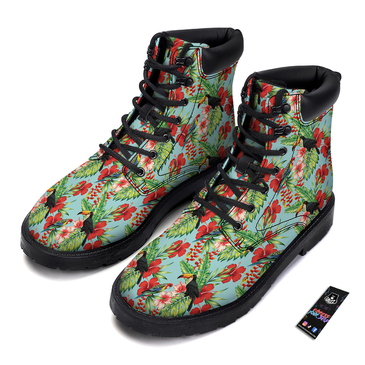 Tropical Parrot Toucan Print Pattern Boots-grizzshop