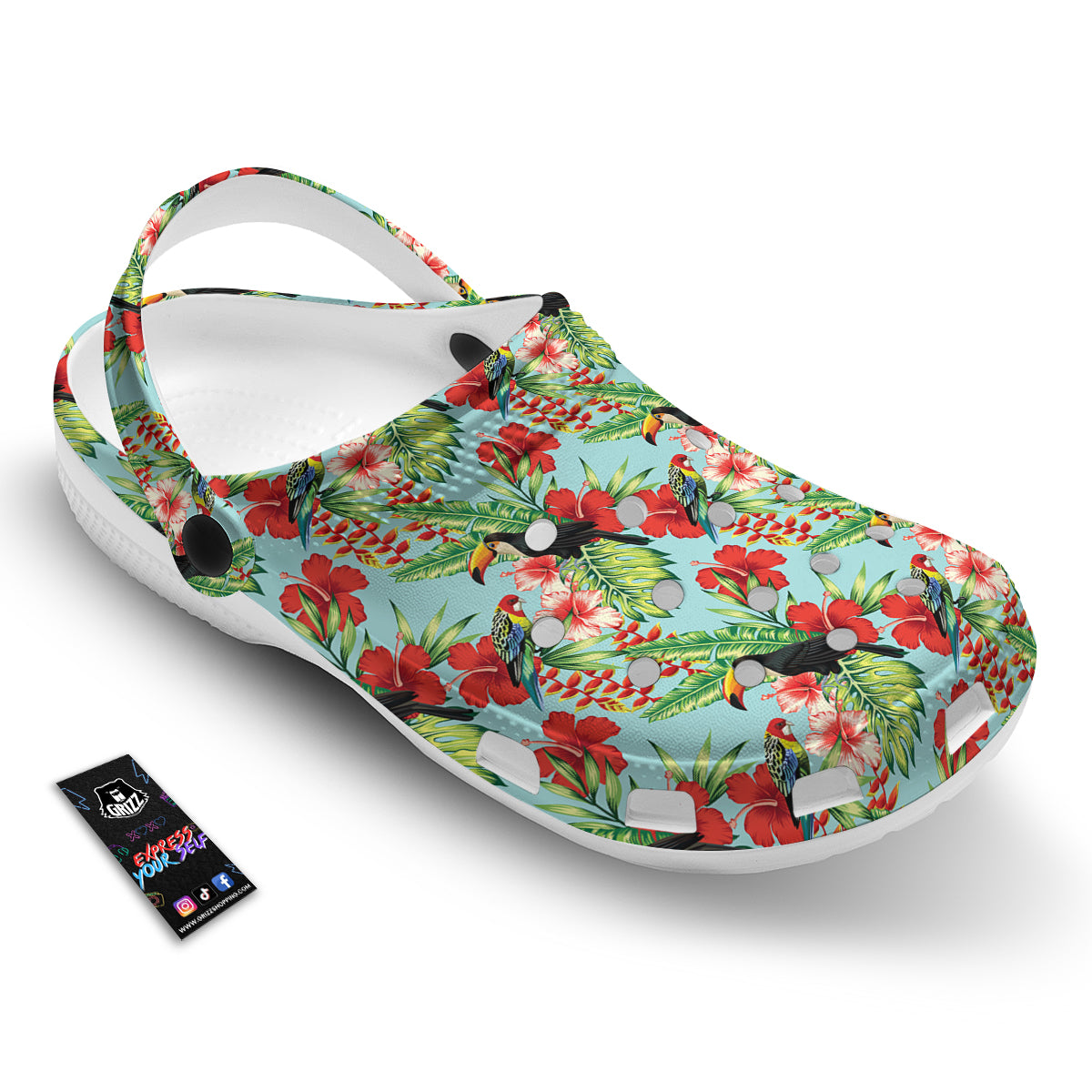 Tropical Parrot Toucan Print Pattern Clog-grizzshop
