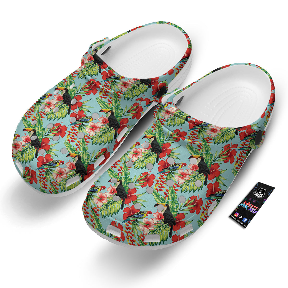 Tropical Parrot Toucan Print Pattern Clog-grizzshop