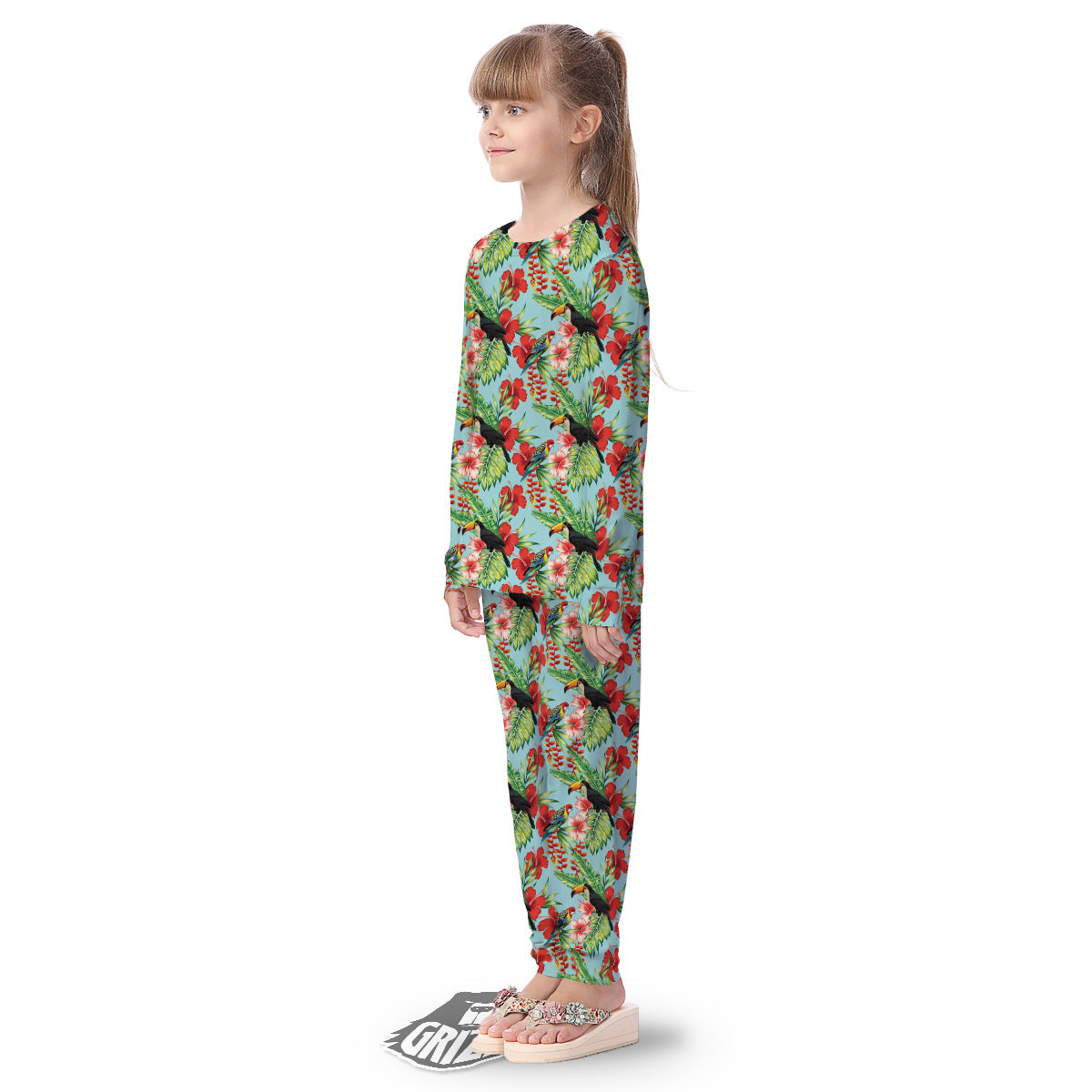 Tropical Parrot Toucan Print Pattern Kid's Pajamas-grizzshop