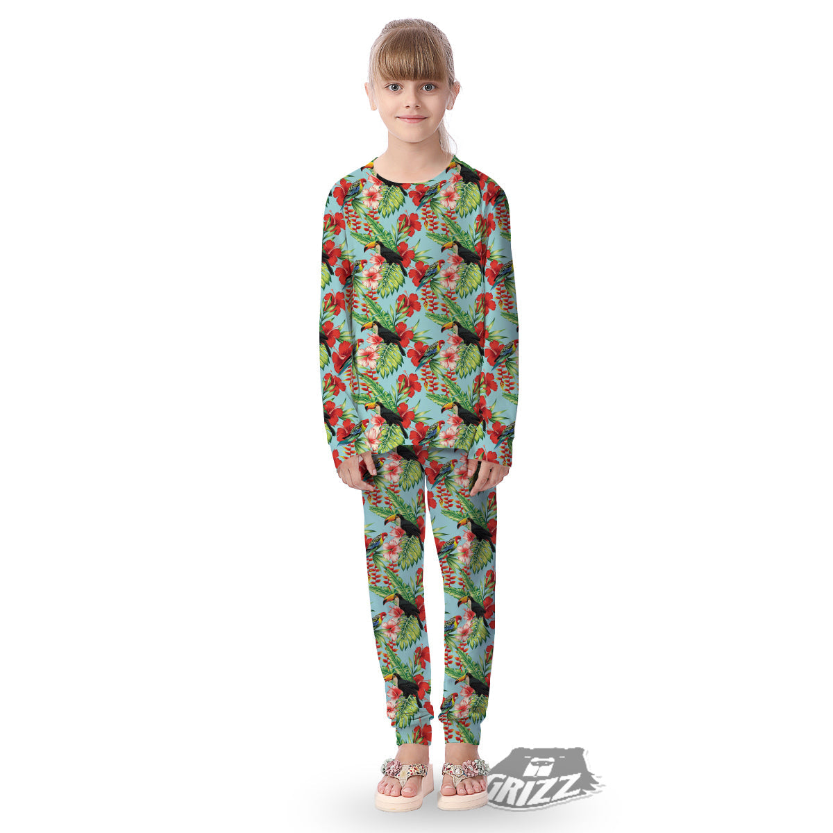 Tropical Parrot Toucan Print Pattern Kid's Pajamas-grizzshop
