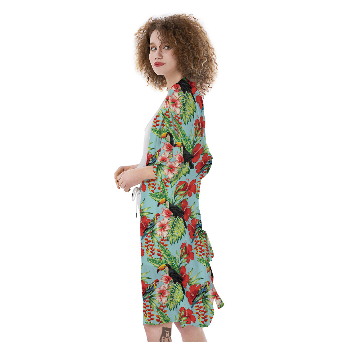Tropical Parrot Toucan Print Pattern Kimono-grizzshop