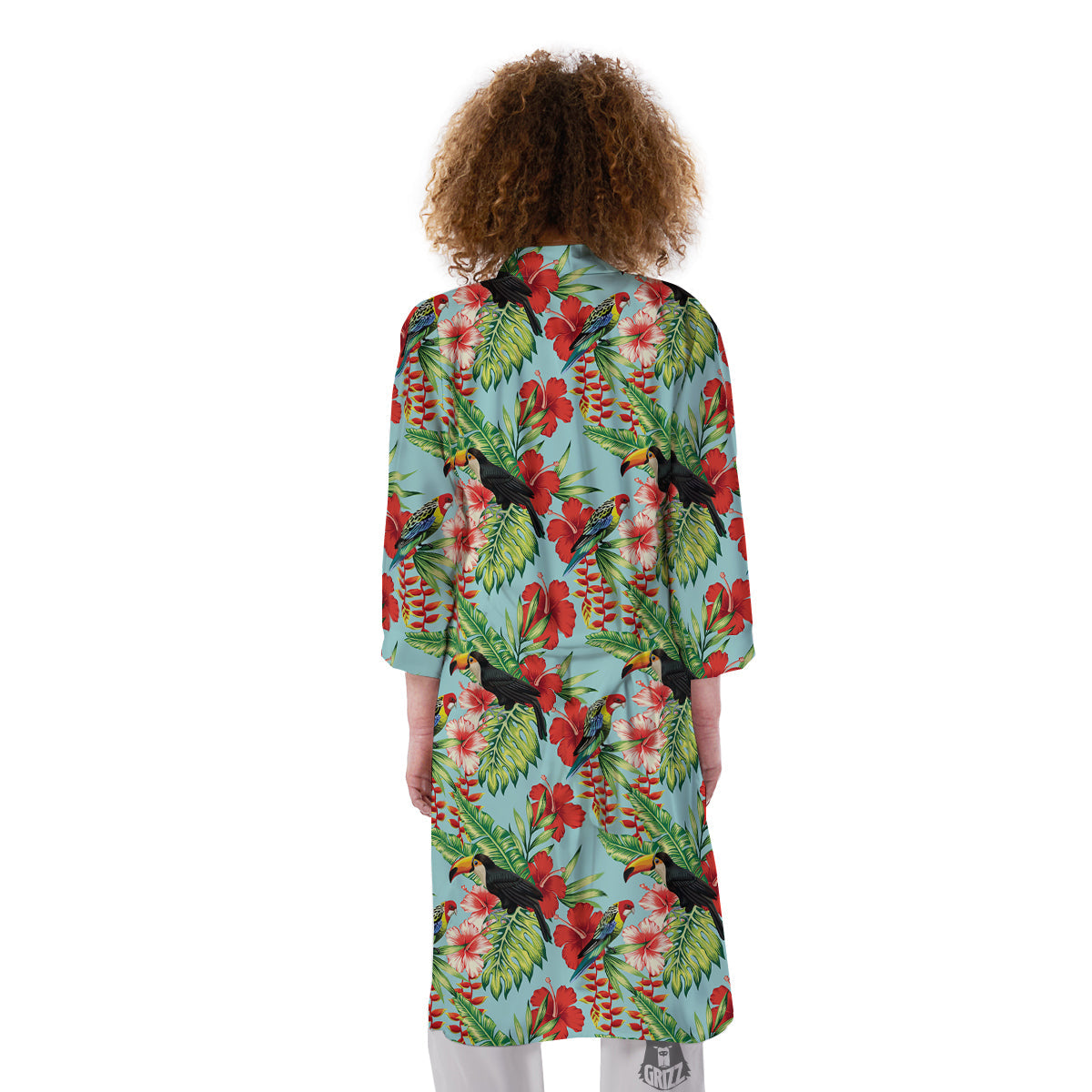 Tropical Parrot Toucan Print Pattern Kimono-grizzshop