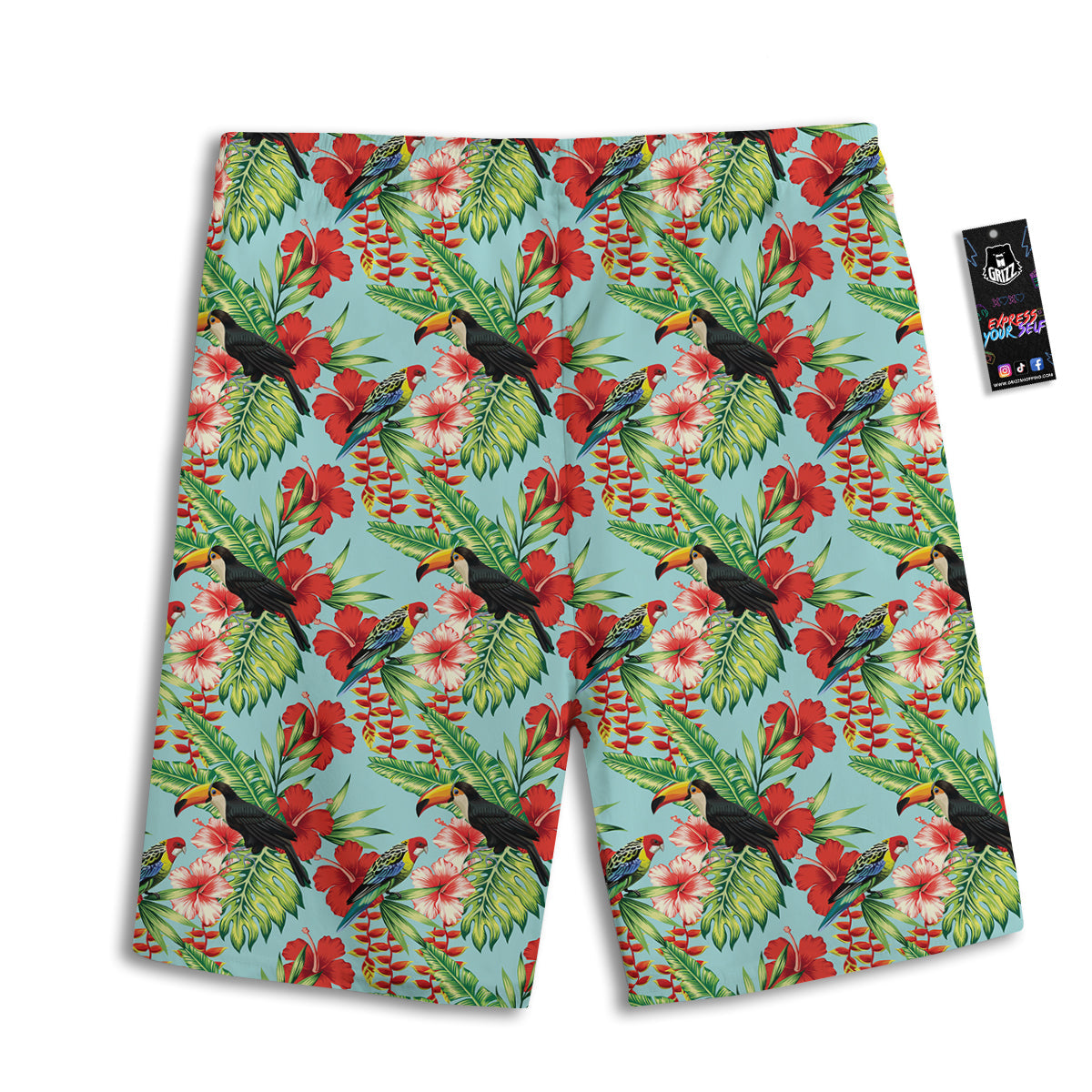 Tropical Parrot Toucan Print Pattern Men's Athletic Shorts