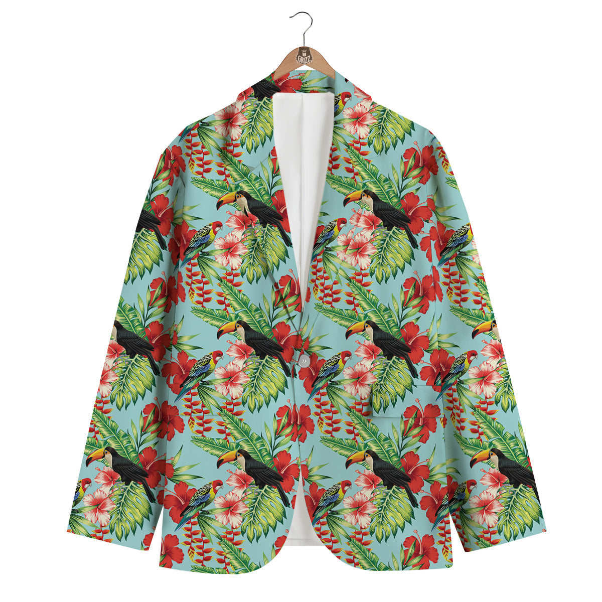 Tropical Parrot Toucan Print Pattern Men's Blazer-grizzshop