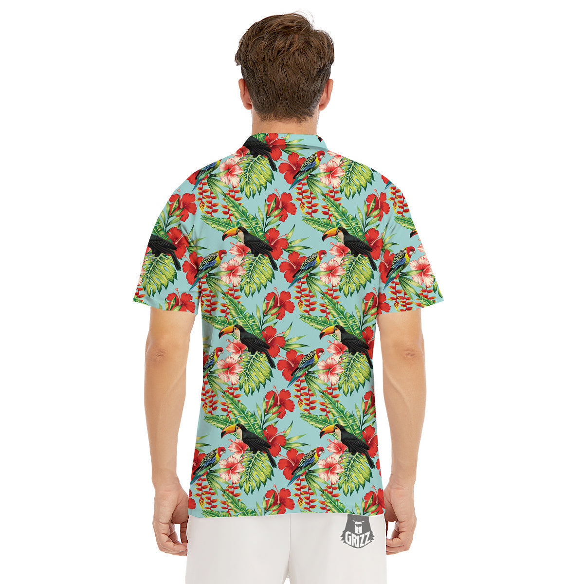 Tropical Parrot Toucan Print Pattern Men's Golf Shirts-grizzshop