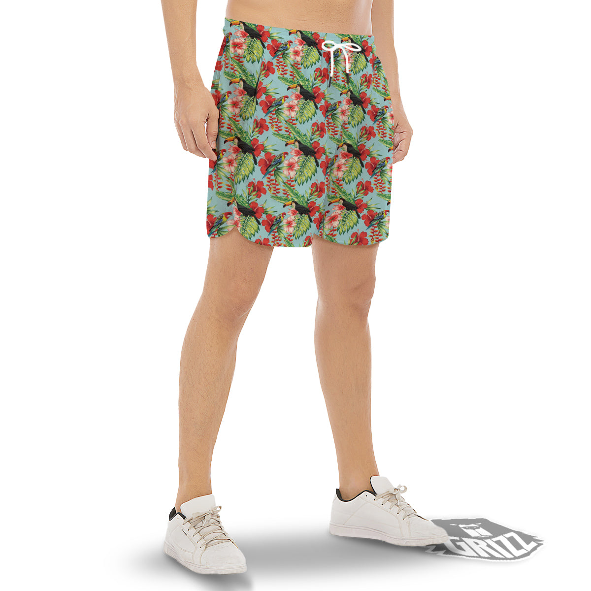 Tropical Parrot Toucan Print Pattern Men's Gym Shorts-grizzshop