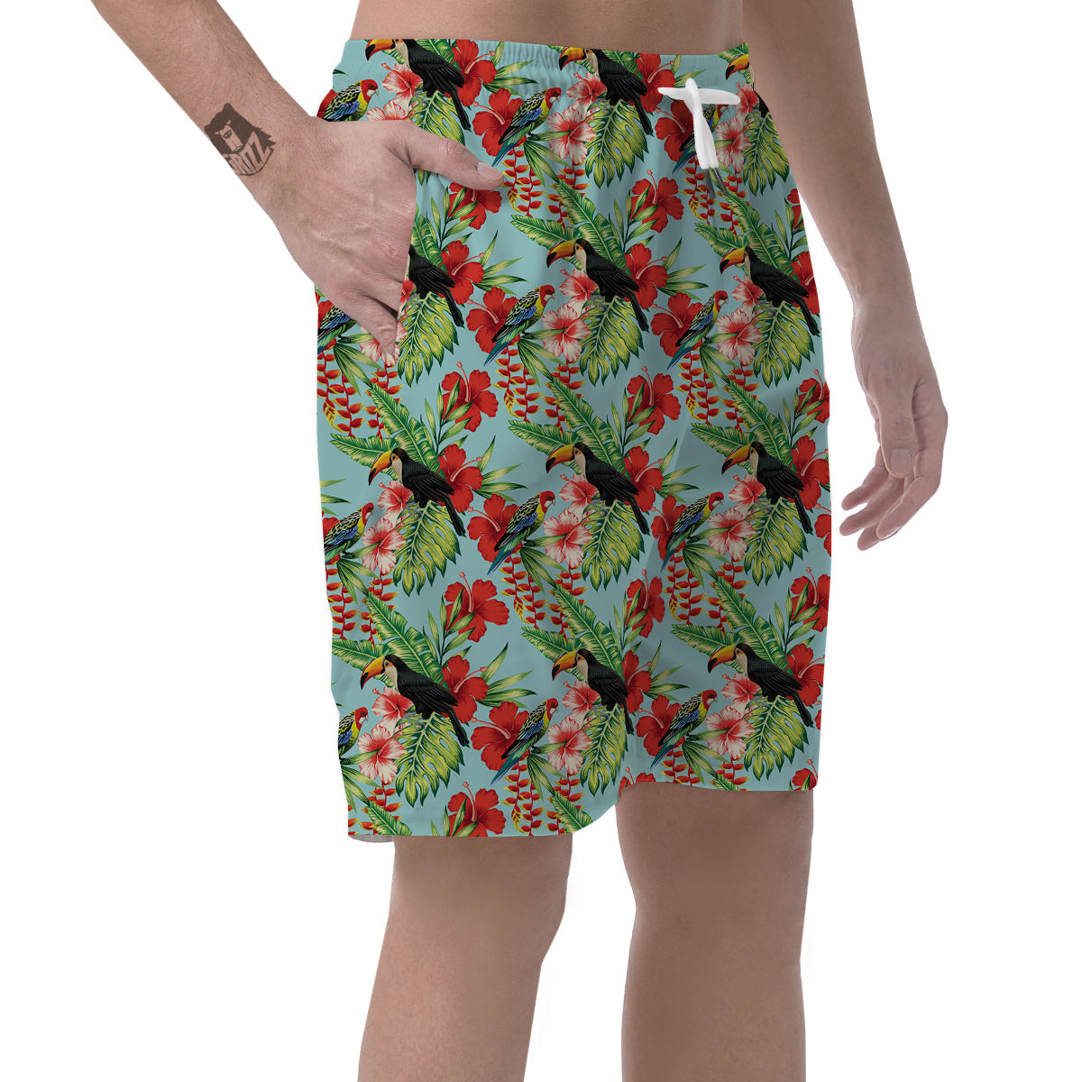 Tropical Parrot Toucan Print Pattern Men's Shorts-grizzshop