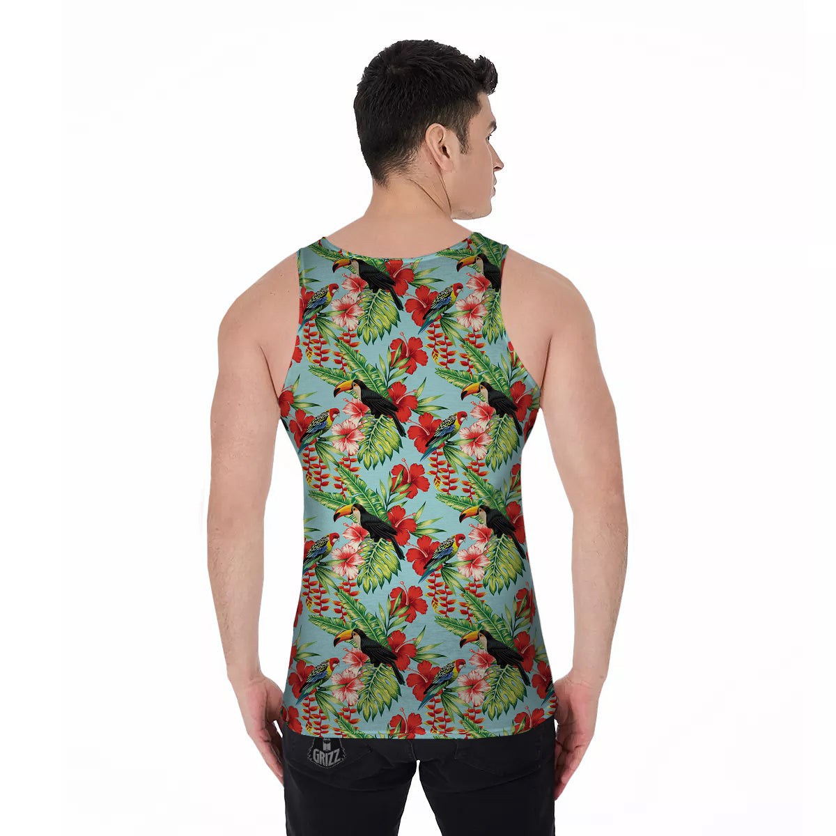 Tropical Parrot Toucan Print Pattern Men's Tank Top-grizzshop