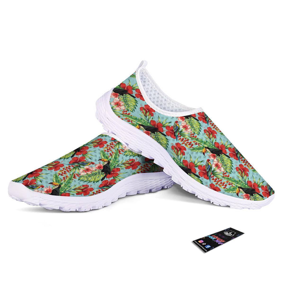 Tropical Parrot Toucan Print Pattern Nurse Shoes-grizzshop