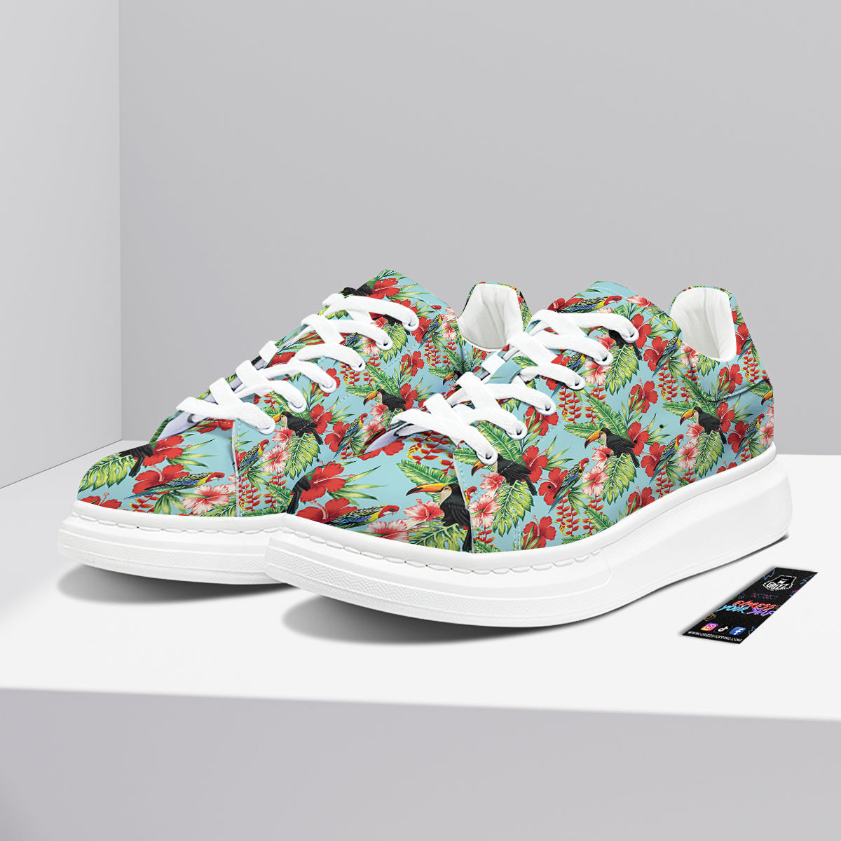 Tropical Parrot Toucan Print Pattern Platform Shoes-grizzshop