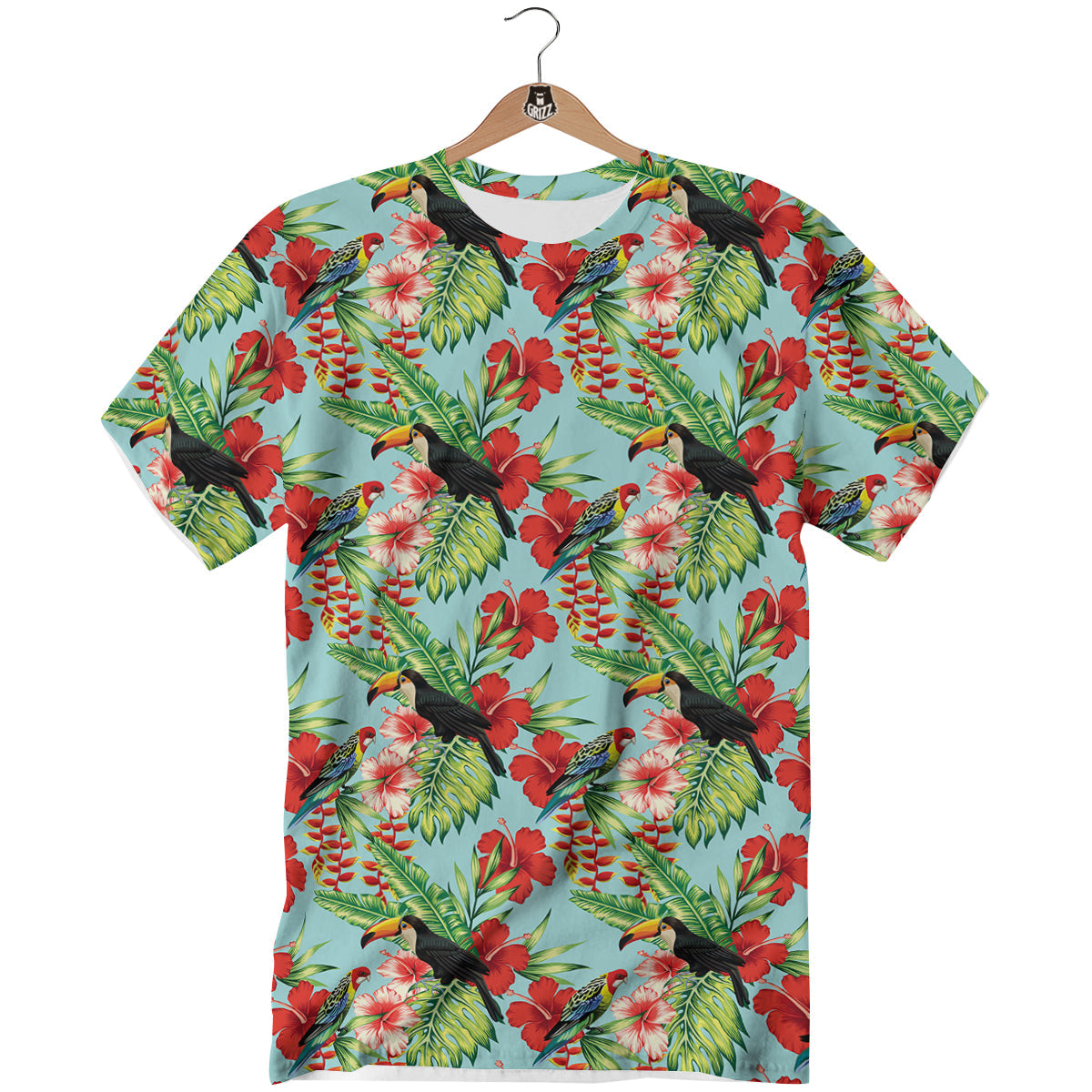 Tropical Parrot Toucan Print Pattern T-Shirt-grizzshop
