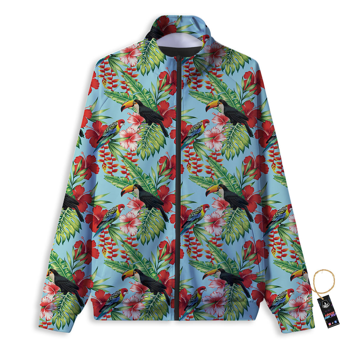 Tropical Parrot Toucan Print Pattern Track Jacket-grizzshop
