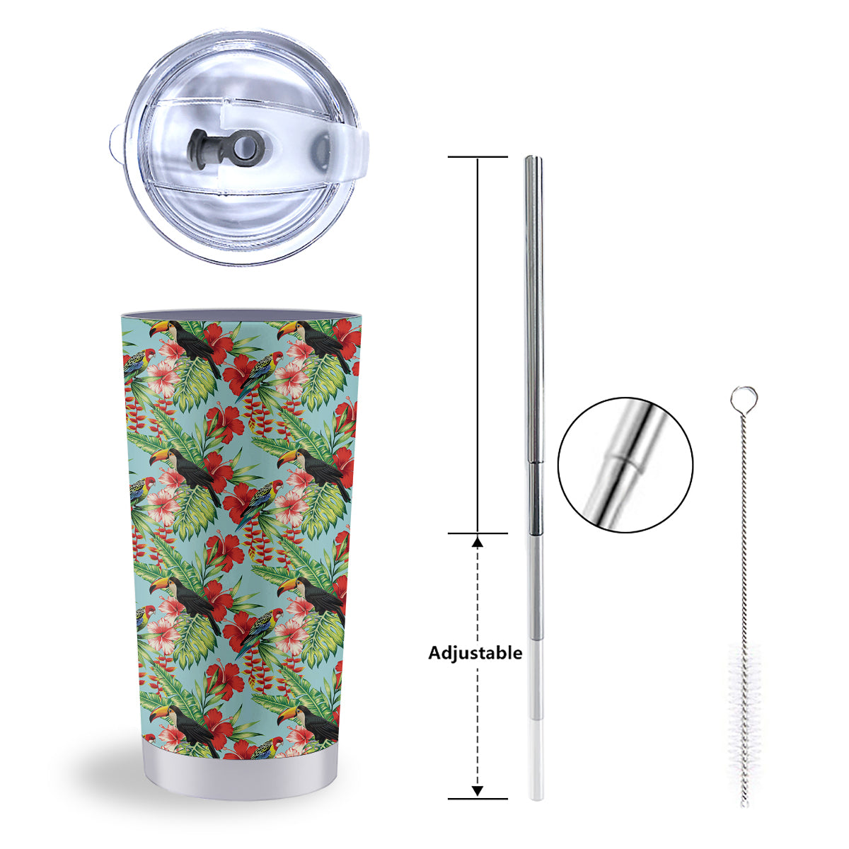 Tropical Parrot Toucan Print Pattern Tumbler-grizzshop