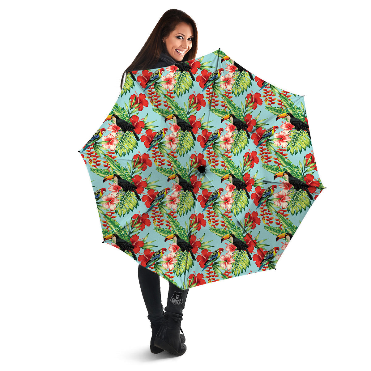 Tropical Parrot Toucan Print Pattern Umbrella-grizzshop