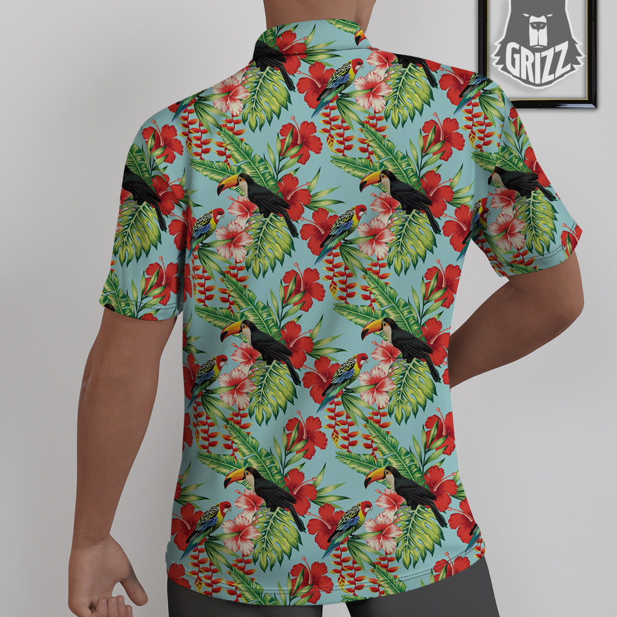 Tropical Parrot Toucan Print Pattern Untucked Shirts-grizzshop