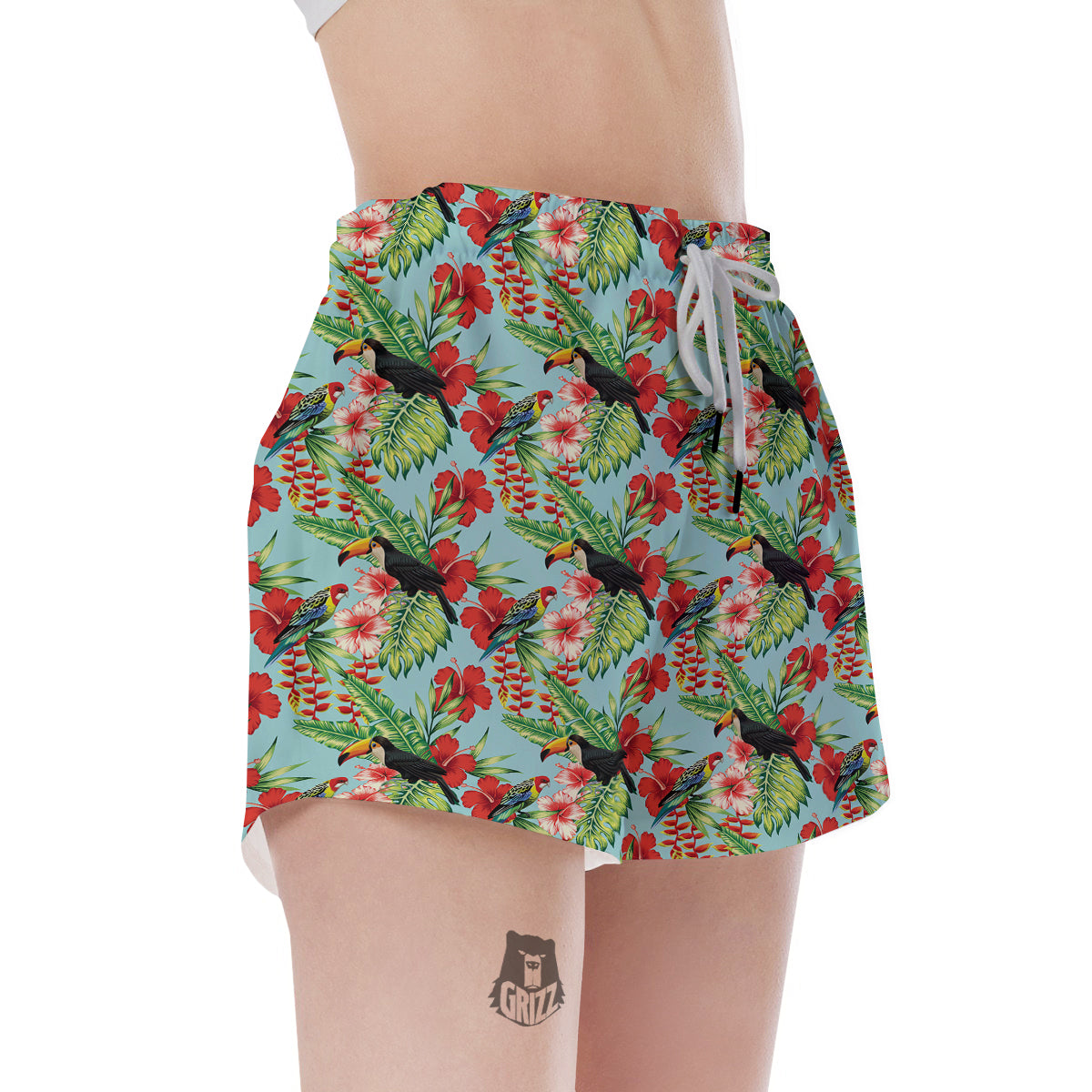 Tropical Parrot Toucan Print Pattern Women's Shorts-grizzshop