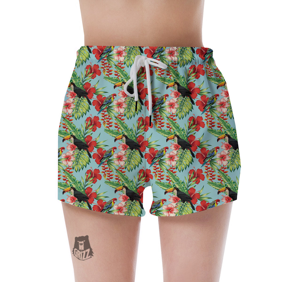 Tropical Parrot Toucan Print Pattern Women's Shorts-grizzshop