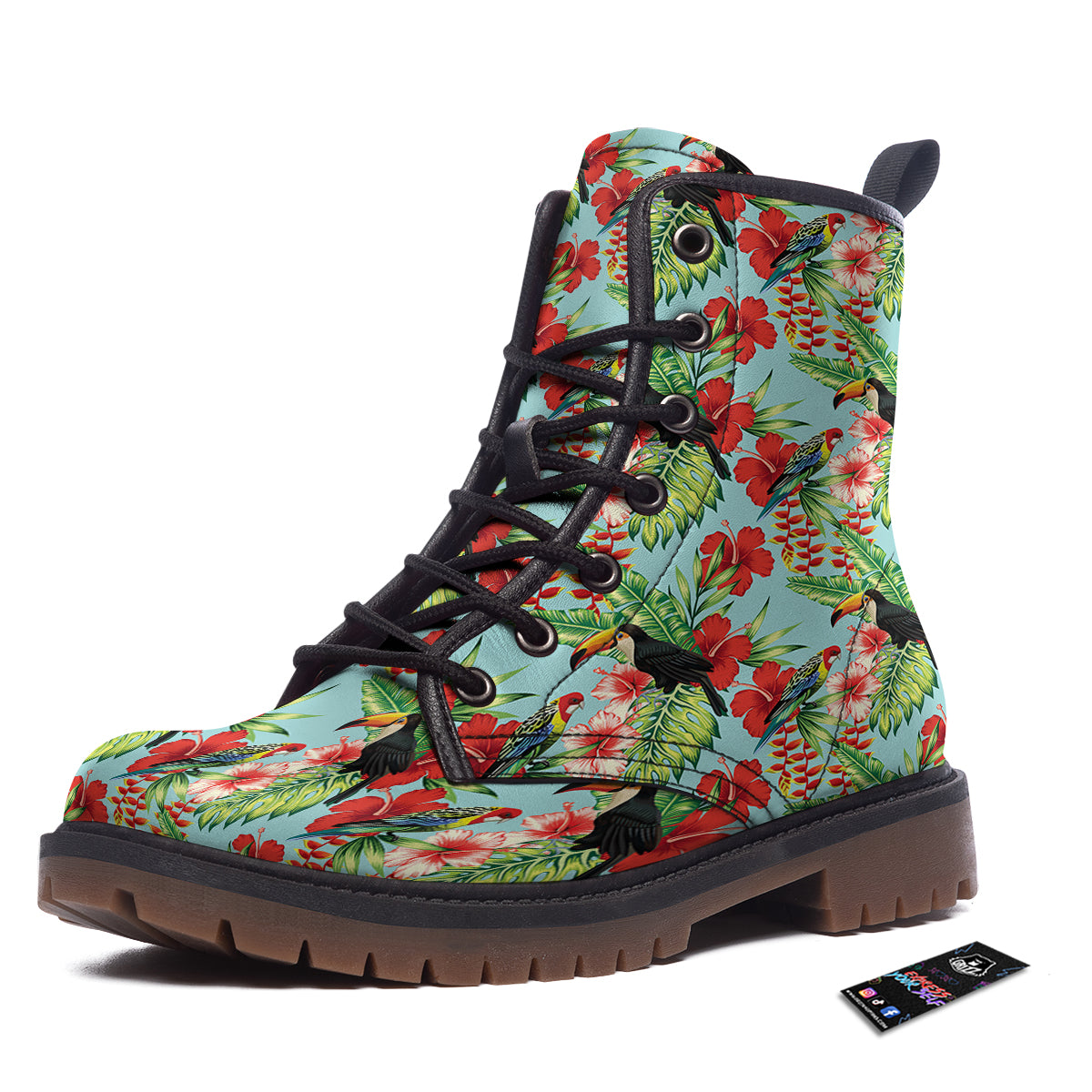 Tropical Parrot Toucan Print Pattern Work Boots-grizzshop