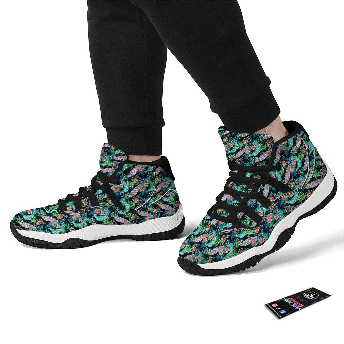 Tropical Peacock Black Bball Shoes-grizzshop
