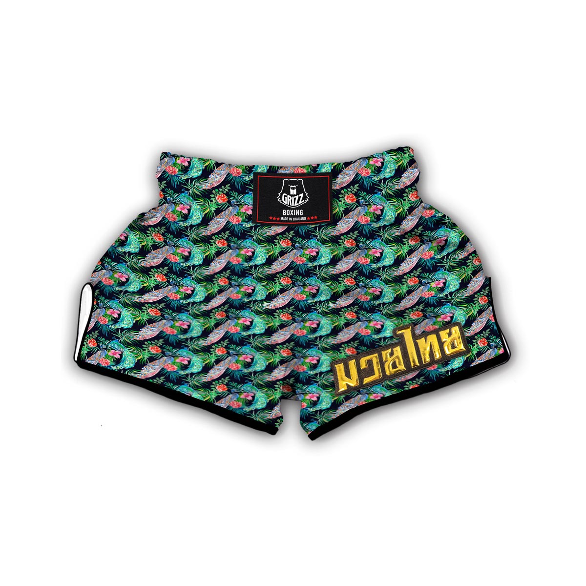 Tropical Peacock Muay Thai Boxing Shorts-grizzshop